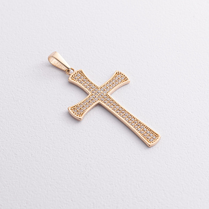 Хрестик у жовтому золоті (фіаніти) п04040