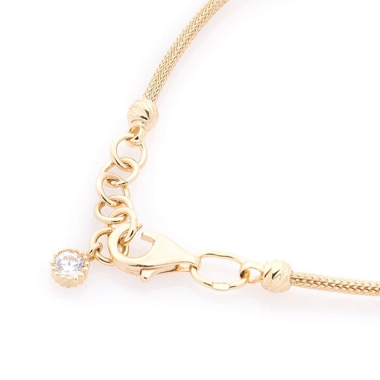 Золотий браслет "Конюшина і підкова" з фіанітами б04011 від ювелірного магазину Онікс - 2