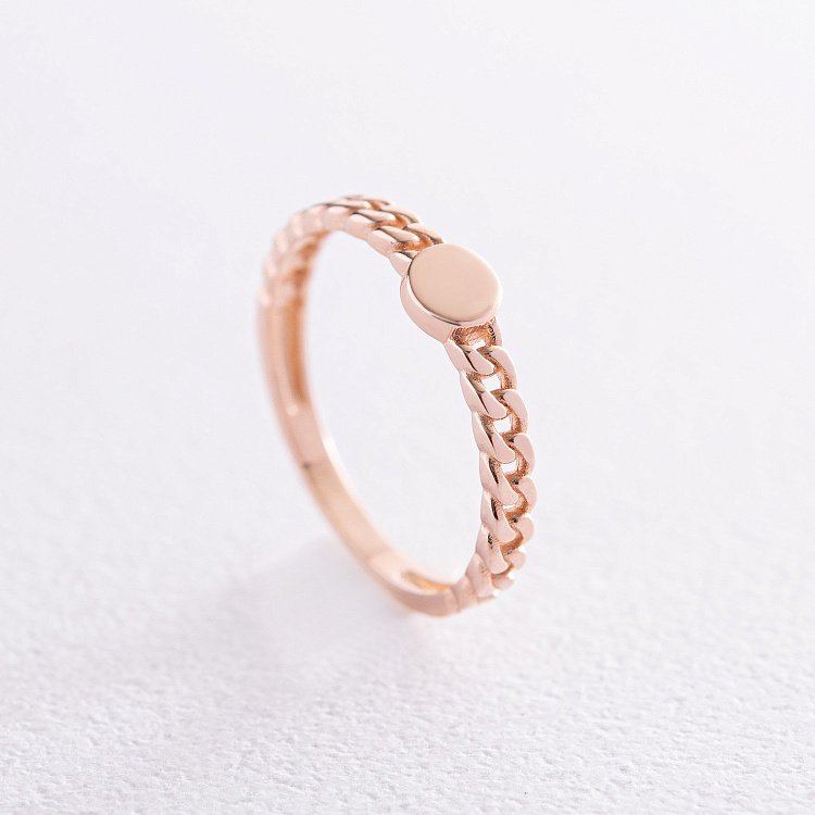 Каблучка "Ланцюжок" у червоному золоті (можливе гравіювання) к07157 від ювелірного магазину Онікс