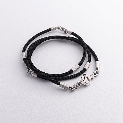 Ювелірний чорний шнурок з фіанітом 1451