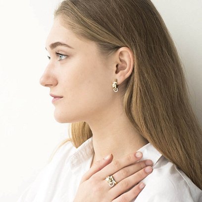 Золоті сережки "Пантера" з фіанітами с05915 №5