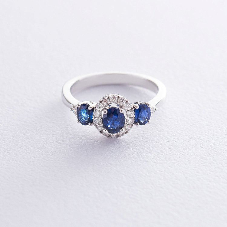 Золотое кольцо с бриллиантами и сапфирами DR13935Scha от ювелирного магазина Оникс