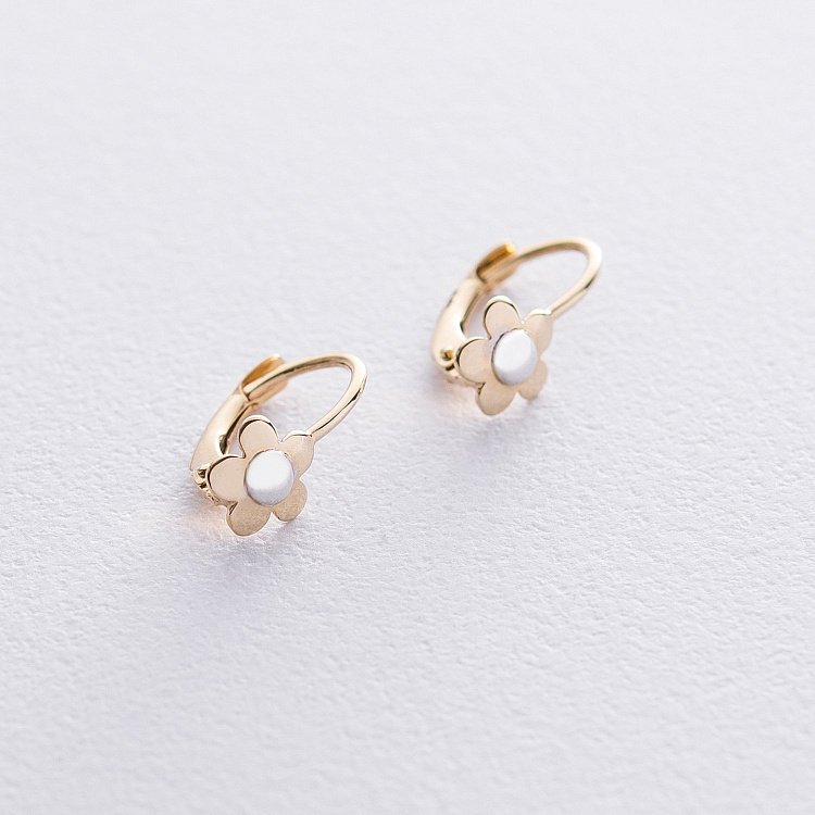 Золотые детские серьги "Цветочки" с05933 от ювелирного магазина Оникс