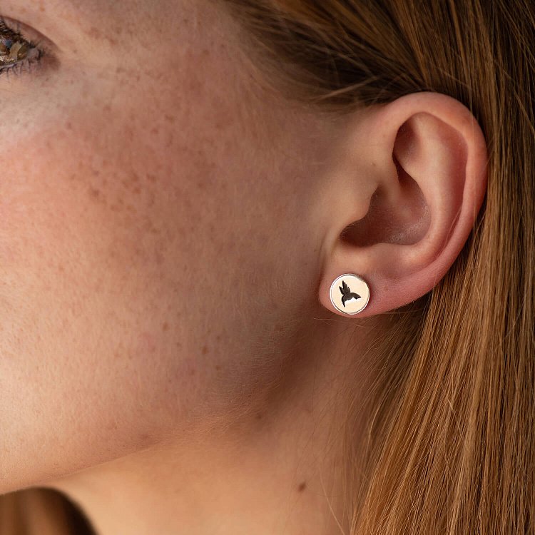 Сережки - пусети "Колібрі" в сріблі 122645 від ювелірного магазину Онікс - 7