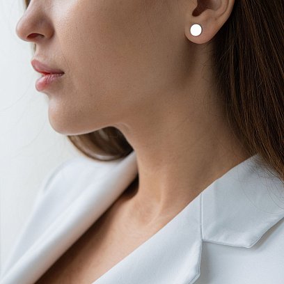 Серебряные серьги-пусеты "Маленькие монетки" (блестящие) 122867