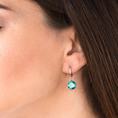 Золоті сережки "Захоплення" з синтетичним кварцом с05298 №6