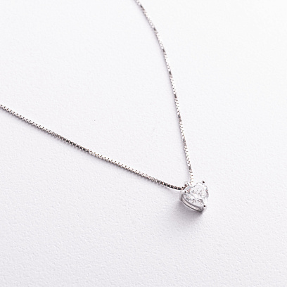 Срібне кольє "Сердечко" з фіанітом 181371