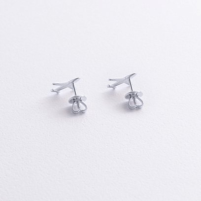 Сережки - пусети "Літак" (біле золото) с09197 №3