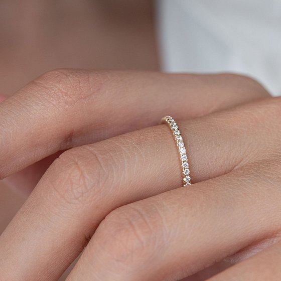 Золотое кольцо "Минимализм" с фианитами к06883 №5