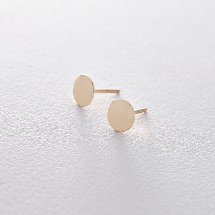 Серьги-пусеты с желтого золота с05447 от ювелирного магазина Оникс