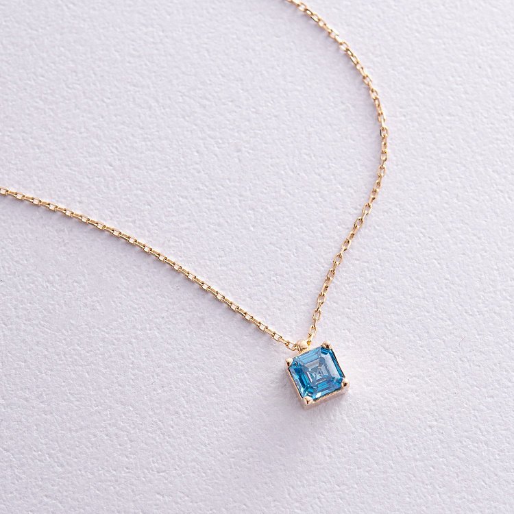 Золотое колье "Альма" (голубой фианит) кол02369 от ювелирного магазина Оникс - 6