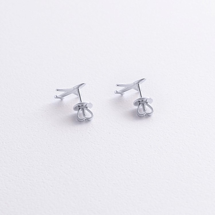 Сережки - пусети "Літак" (біле золото) с09197 від ювелірного магазину Онікс - 2