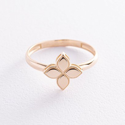Кольцо "Клевер" в желтом золоте к07534