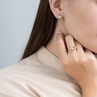 Золотое кольцо "Ножка младенца" (фианит) к03126 №2