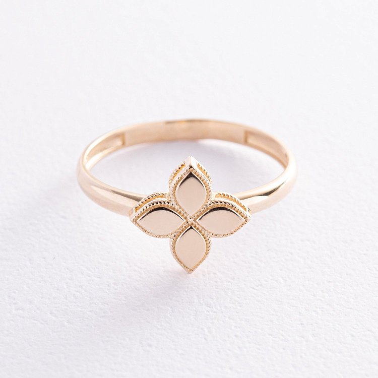 Кольцо "Клевер" в желтом золоте к07534 от ювелирного магазина Оникс