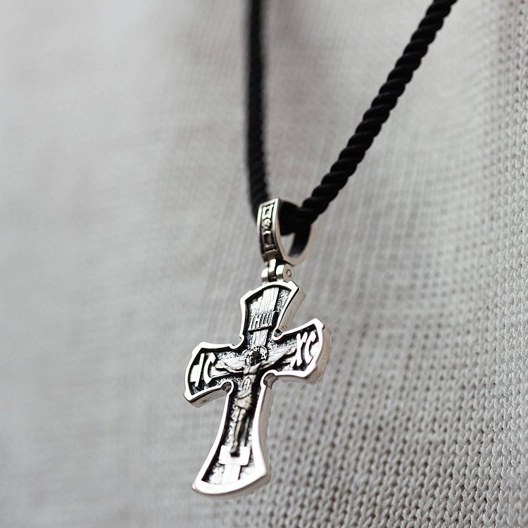 Срібний хрест "Розп'яття. Спаси і Збережи" кду-23 від ювелірного магазину Онікс - 3
