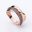 Золотое кольцо с фианитами к04872 от ювелирного магазина Оникс - 1
