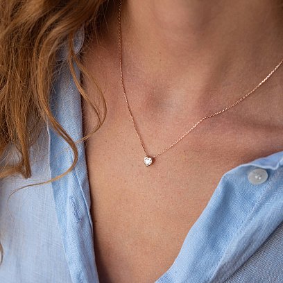 Кольє "Сердечко" з фіанітом (червоне золото) кол02297 №2