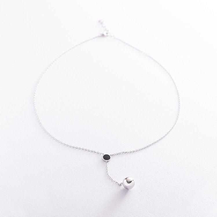 Серебряное колье "Шар" с эмалью 181069 от ювелирного магазина Оникс - 1