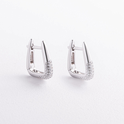 Серебряные серьги с фианитами 123555