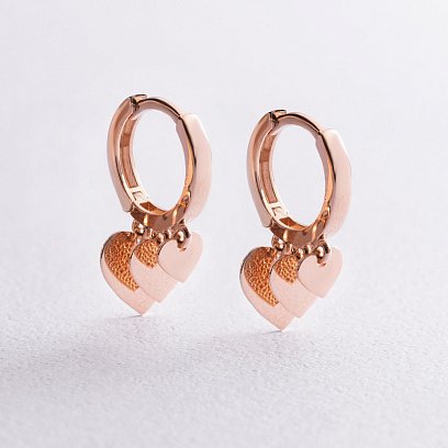 Золотые серьги "Сердечки" с07570 №3