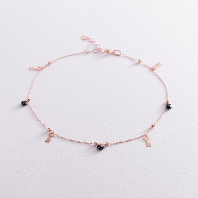 Золотий браслет "Ключики" на ногу (фіаніти) б04880 №2