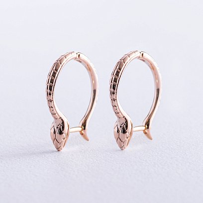 Серьги "Змеи" в красном золоте с07916 №3
