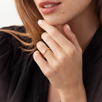 Заручальна золота каблучка з діамантом кб0234 №2