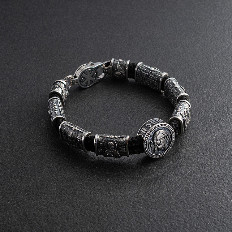 Срібний браслет "Ісус Христос. Спаси та Збережи (укр. мовою)" 1698 від ювелірного магазину Онікс - 6