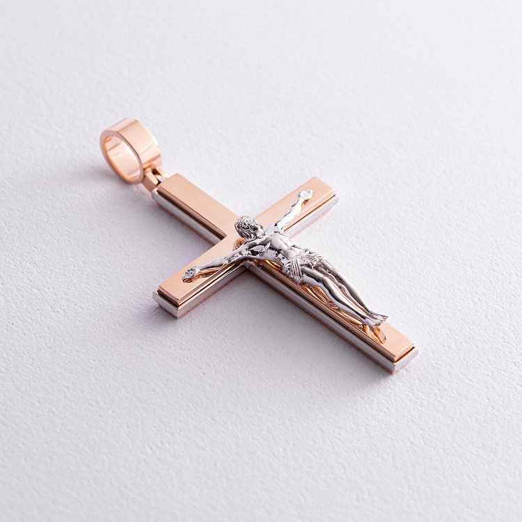 Золотой крест "Распятие" 122941100 от ювелирного магазина Оникс