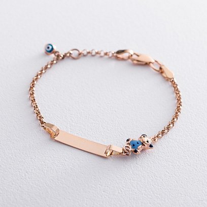 Детский браслет для гравировки "Мишка" б03132