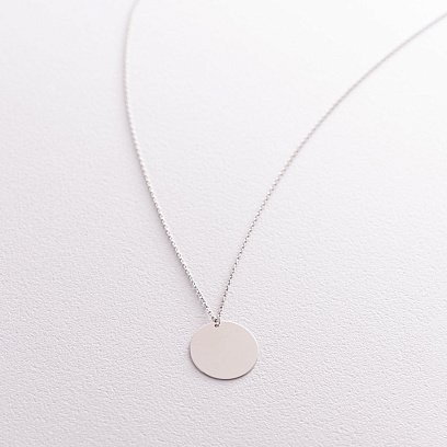 Кольє "Монетка" в білому золоті (можливе гравіювання) кол01779 №4