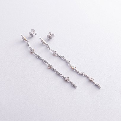 Висячі золоті сережки з діамантами сб0451nl №5