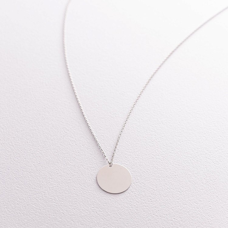 Кольє "Монетка" в білому золоті (можливе гравіювання) кол01779 від ювелірного магазину Онікс - 3