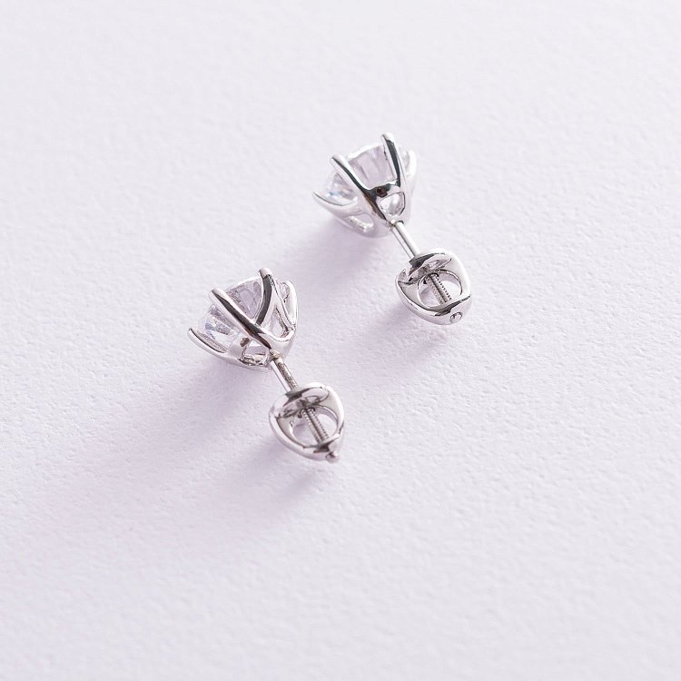 Золоті сережки-пусети з фіанітами 8 мм с03535 від ювелірного магазину Онікс - 4