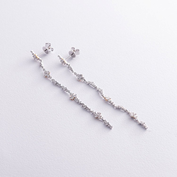 Висячі золоті сережки з діамантами сб0451nl від ювелірного магазину Онікс - 4