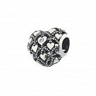 Шарм серебряный "Сердце с фианитом" 132575 от ювелирного магазина Оникс