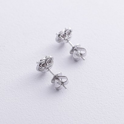 Золоті сережки - пусети "Сердечки" з діамантами сб0490cha №5