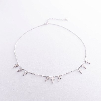 Серебряное колье с крестиками 18941