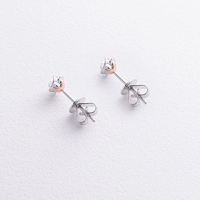 Золотые серьги - пусеты "Цветочки" с бриллиантами сб0305lg №4