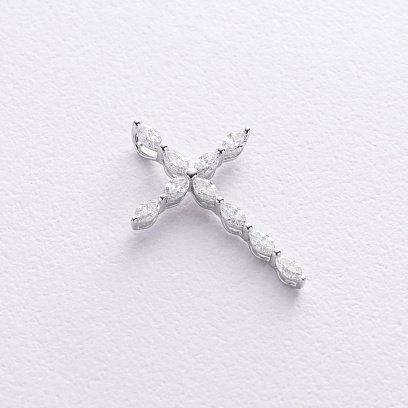 Хрестик з діамантами (біле золото) пб0359lg