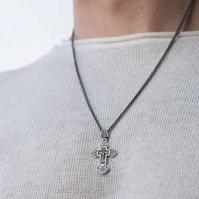 Серебряный православный крест (чернение) 132711 №2