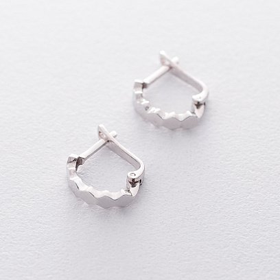 Серьги из белого золота на английской застежке с06387 №6