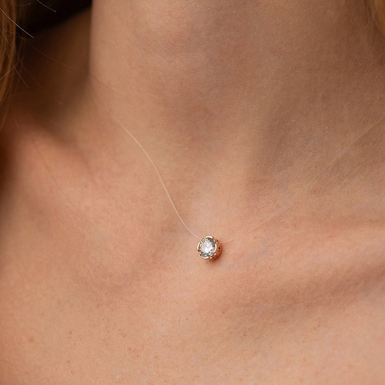 Камушек на леске (фианит в золоте) кол01056 от ювелирного магазина Оникс - 2