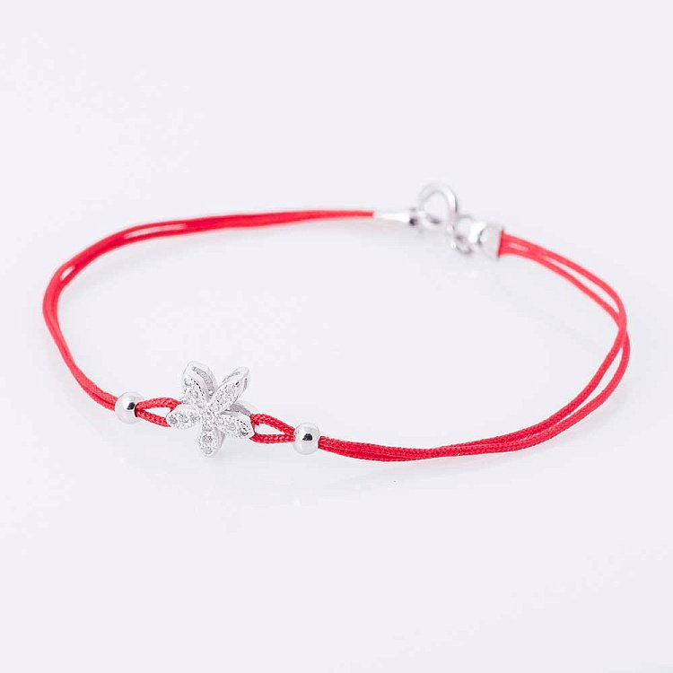 Браслет с красной нитью и серебром 141067 от ювелирного магазина Оникс