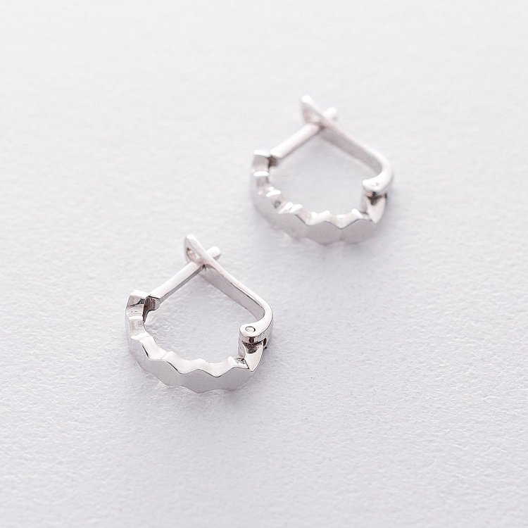 Серьги из белого золота на английской застежке с06387 от ювелирного магазина Оникс - 5