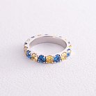 Кольцо с дорожкой голубых и желтых камней (белое золото) к07108 от ювелирного магазина Оникс - 3