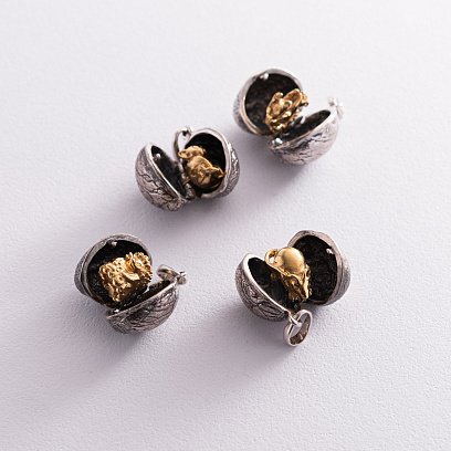 Срібна підвіска "Їжачок в горішку" ручної роботи 133114 №6