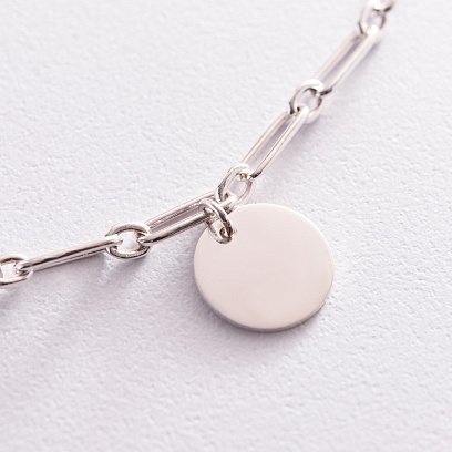 Срібне кольє "Ланцюжок з монетою" (можливе гравірування) 181186 №5