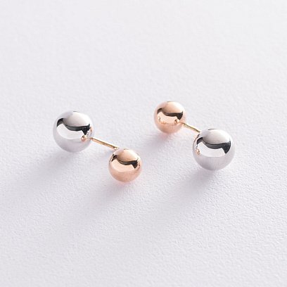 Серьги "Шарики" в красном и белом золоте с04474 №4